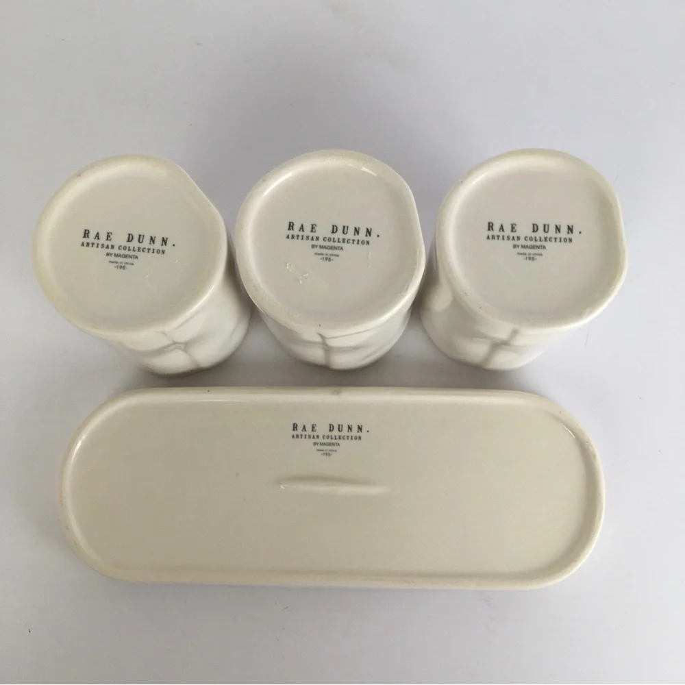 Rae Dunn Artisan Collection by Magenta Hair Face Nails Ceramic Set with Tray